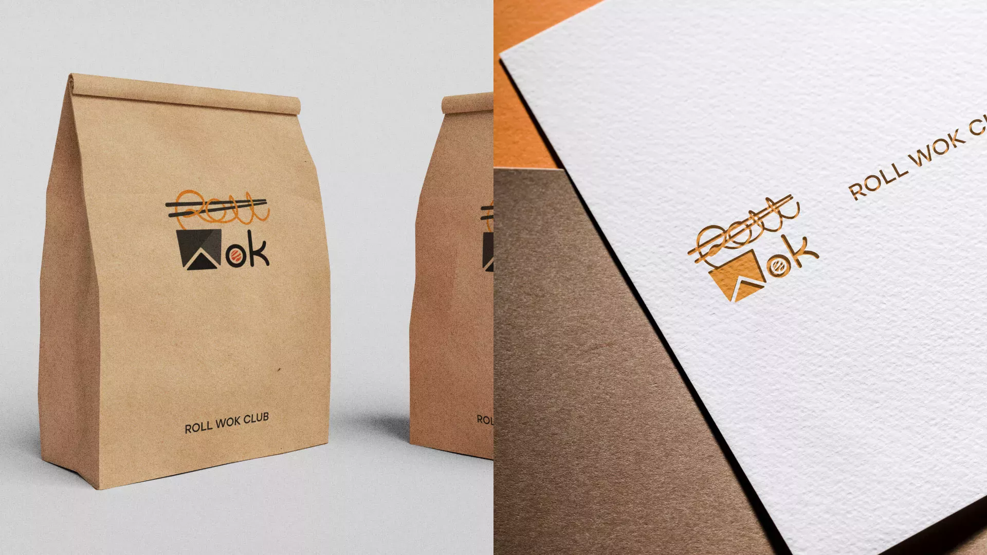 Разработка логотипа суши-бара «Roll Wok Club» в Отрадном